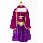 Dguisement enfant super - hrone tunique cape masque rose