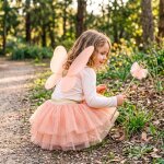 D�guisement enfant jupe princesse f�e avec ailes et baguette rose