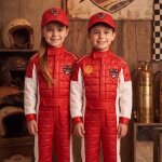 D�guisement enfant pilote de course avec casquette rouge