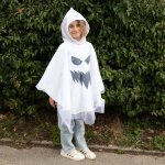 D�guisement enfant poncho � capuche fant�me halloween blanc