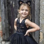 D�guisement enfant robe chat noir avec bandeau oreilles noir
