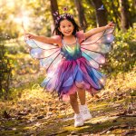 D�guisement enfant robe de f�e papillon avec ailes et serre - t�te bleu