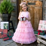 D�guisement enfant robe de princesse de no�l avec serre t�te rose