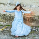 D�guisement enfant robe de princesse reine de glace en velours bleu