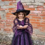 D�guisement enfant robe de sorci�re araign�e am�thyste avec chapeau violet
