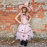 D�guisement enfant robe de sorci�re glamour avec chapeau rose