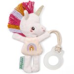 Doudou attache sucette jack mini ami de la nuit blanc, rose, jaune