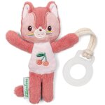 Doudou attache sucette rose, blanc