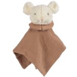 Doudou b�b� doux et apaisant en tissu naturel compagnon r�confortant d�s la naissance cannelle, �cru