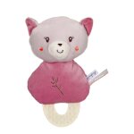 Doudou de dentition bebe bamboo - chat - 17 cm s / carte gris