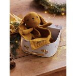 Doudou en gaze de coton personnalisable et sa valisette ocre