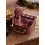 Doudou en gaze de coton personnalisable et sa valisette rose