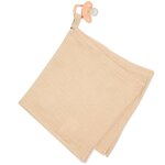Doudou lange attache tétine en gaze de coton jeanne biscuit Doudou lange attache tétine en gaze de coton jeanne biscuit