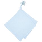 Doudou lange attache t�tine en gaze de coton jeanne bleu