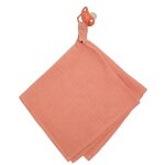 Doudou lange attache tétine en gaze de coton jeanne terracotta Doudou lange attache tétine en gaze de coton jeanne terracotta