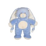 Doudou lapin doux avec longues oreilles - 28 cm bleu