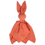 Doudou lapin en gaze de coton jeanne terracotta