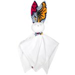 Doudou lapin en gaze de coton wax rouge