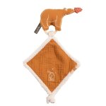 Doudou mouchoir ours en gaze de coton et bouclette - orsino marron