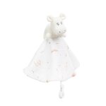 Doudou mouchoir rond en mousseline de coton - mod�le hippo ecru