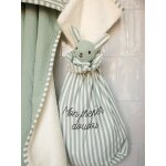 Doudou personnalisable en gaze de coton bio envie de fraise vert sauge