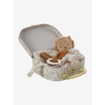 Doudou personnalisable en gaze de coton + hochet et valisette babylon vert