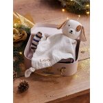 Doudou plat chien personnalisable + coffret cadeau bleu Doudou plat chien personnalisable + coffret cadeau bleu