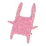 Doudou plat en coton bio rose