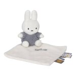 Doudou plat miffy - fluffy bleu et blanc