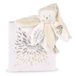 Doudou plat ptales ours 25 cm blanc