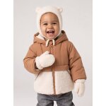 Doudoune b�b� avec bonnet et moufles noisette