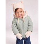 Doudoune b�b� fille avec bonnet et moufles vert sauge