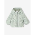 Doudoune bb imprime  capuche vert sauge