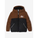 Doudoune à capuche bicolore doublée polaire garçon marron Doudoune à capuche bicolore doublée polaire garçon marron