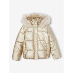 Doudoune  capuche fille double maille polaire or