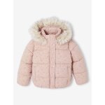 Doudoune  capuche fille double maille polaire rose poudr