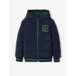 Doudoune collège doublée polaire garçon avec badge poitrine dark bleu indigo Doudoune collège doublée polaire garçon avec badge poitrine dark bleu indigo