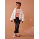 Doudoune courte effet nacr fille double maille polaire cru