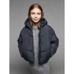 Doudoune fille courte � capuche noir