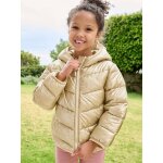 Doudoune fille l�g�re � capuche effet brillant m�tallis� or