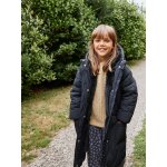 Doudoune fille longue � capuche doubl�e imitation fourrure noir