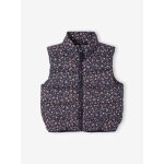 Doudoune fille sans manches motifs fleurs marine