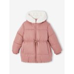 Doudoune longue  capuche fille vieux rose