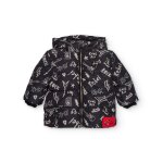 Doudoune matelasse pour garon avec imprim rock noir