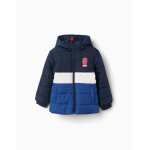 Doudoune rversible  capuche spider - man bleu fonc