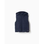Doudoune sans manches � capuche avec fermeture �clair bleu fonc�