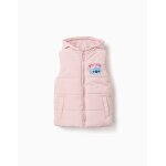 Doudoune sans manches avec capuche et imprim�s stitch rose clair