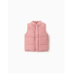 Doudoune sans manches avec doublure en polaire et volants rose
