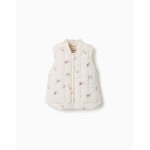 Doudoune sans manches avec motif floral et poches blanc