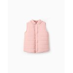 Doudoune sans manches avec volants et doublure polaire rose